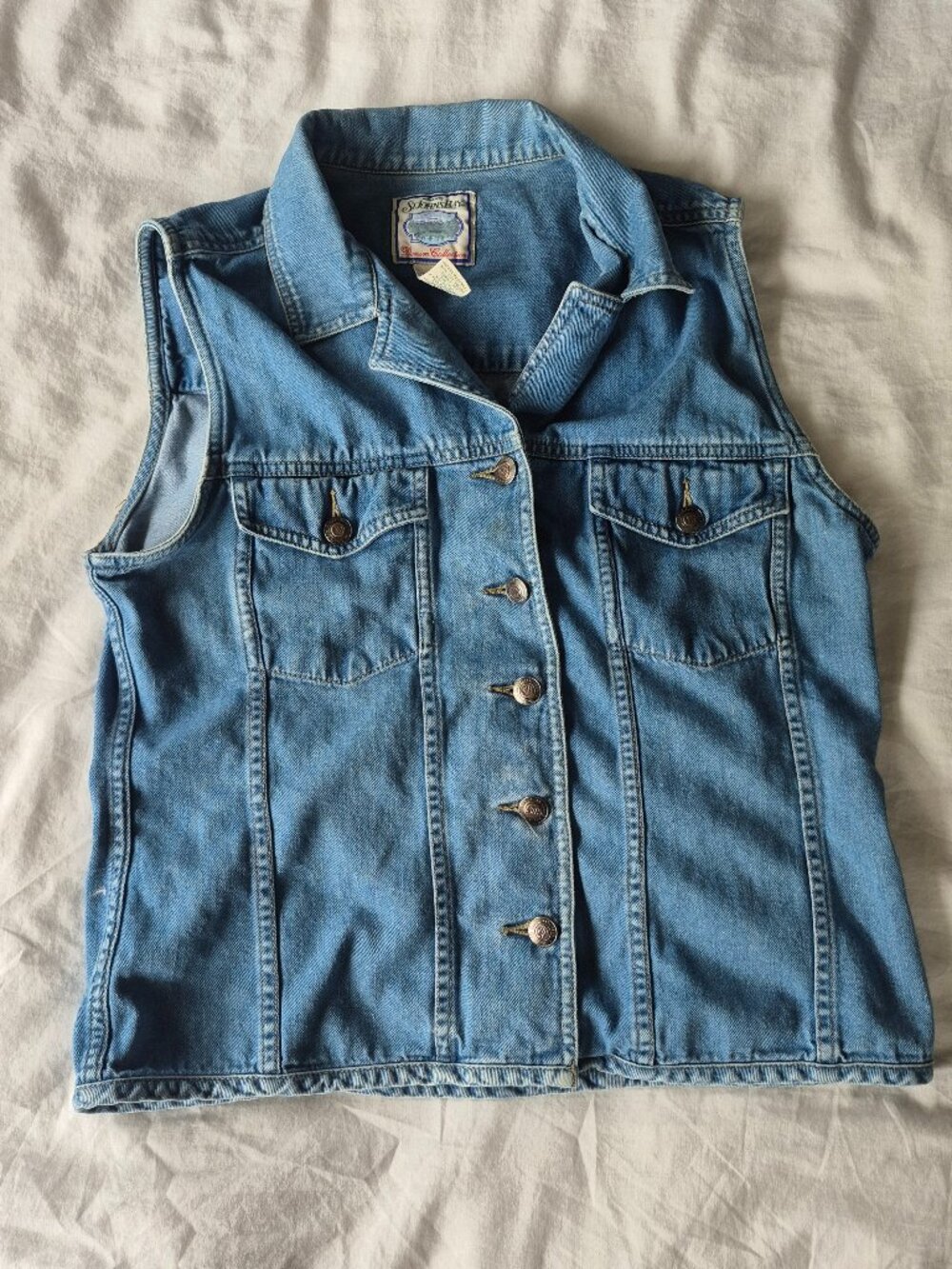 Vintage St Johns Bay Women's Denim Button up Vest Medium